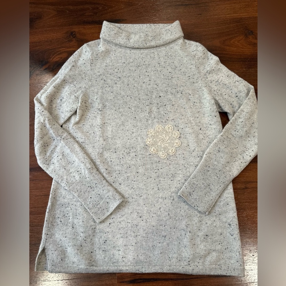 Talbots 100% cashmere turtleneck sweater Sz M gray color